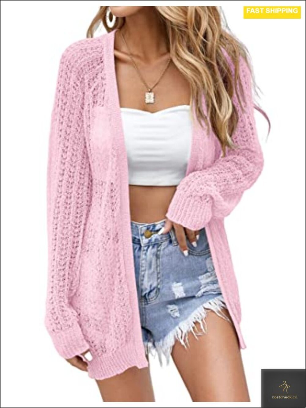 Crochet Lightweight Cardigan Cover Up Open Front Long Sleeve Summer Cardigan